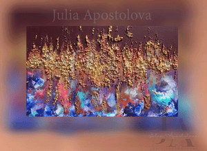 Original Wabi Sabi Relief Painting with Unique 3D Gold & Copper Textures - ''Time Travelling''