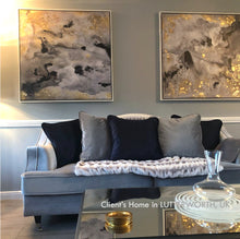 Client's Home in UK, with gold leaf diptych painting ''Milky Way'' by artist Julia Apostolova