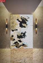 Gold Leaf Painting, Luxury Wall Art Decor, Original Black White Abstract Glam Art ''New Beginnings''