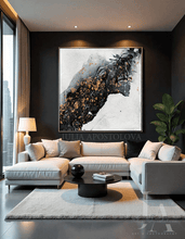 White Gold Black Abstract Art Design, Modern Home Decor, Minimalist Painting, Contemorary Art Print