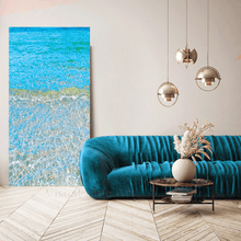 Sardinian Waters, Tropical Wall Art in living room setting, Large Canvas Print, Perfect Coastal Relaxing Gift for Sea Lover, turquoise waters, zen minimalist art, gift for him