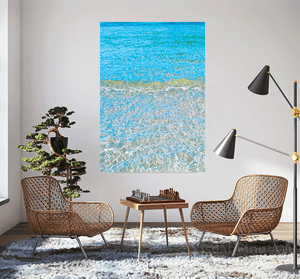 Sardinian Waters, Tropical Wall Art in living room setting, Large Canvas Print, Perfect Coastal Relaxing Gift for Sea Lover
