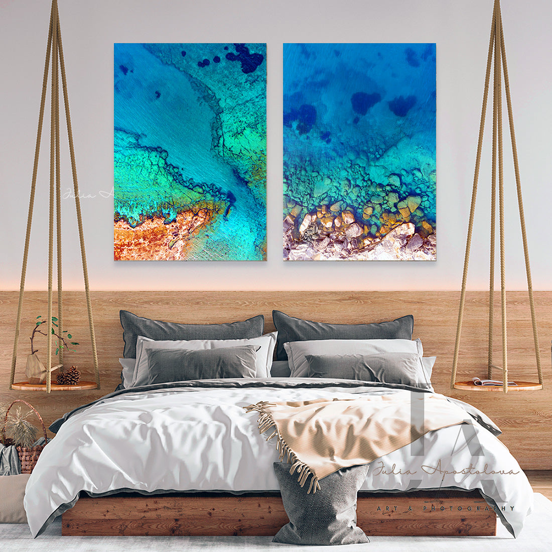 Abstract Seascape Acrylic Painting on Canvas - Original Wall Art - Ocean Colours Housewarming offers Gift