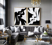 Black White Original Paintings with organic shapes , design by artist Julia Apostolova ©Copyright'15