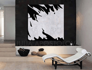 White Black Minimalist Abstract Painting Art Modern Home Decor Abstract Art Interior Trend Wall Art