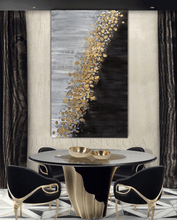 Gold Gray Abstract Original Painting Textured Art with Gold and Silver Leaf for Luxury Wall Decor