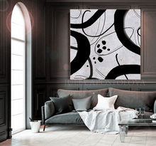 Black White Geometric Abstract Wall Art Painting of Organic Shapes & Swirling Dark Lines Canvas Art, Black White Abstract Painting Large Wall Art for Modern Decor, Black White Canvas Art, textured painting, black and white wall art by Julia Apostolova, organic shapes, moon agate, geode wall art, geode painting, wall decor, interior art, livingroom wall decor, art for living room, dart for dining room, office art, textured wall art , interior designer, art for him, living room wall decor, art above couch 