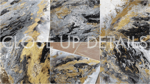 Gold and silver leaf abstract painting close-up