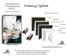 Framing options for artwork with different frame colors and finishes.