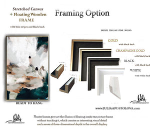 Framing options for artwork with different frame colors and finishes.