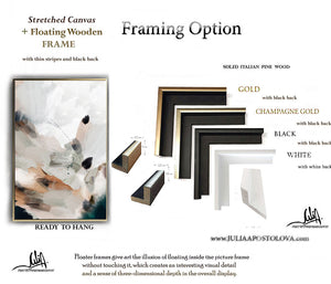 Framing options for artwork with different frame colors and finishes.