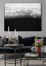 Black White Ocean Wall Art, Large Canvas Seascape Painting Print, Minimalist Coastal Trending Decor