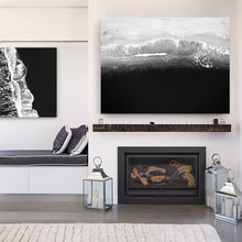 Black White Ocean Wall Art, Large Canvas Seascape Painting Print, Minimalist Coastal Trending Decor