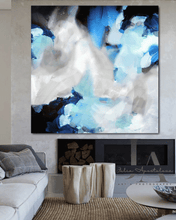 Abstract Painting, Floral Sapphire, Large Canvas, Blue Gray Wall Art, Modern Interior Decor, Blue Gray Pastel Wall Art, Julia Apostolova, Large Canvas Art Print, Living room Art, Bedroom Art, elegant birthday gift, Colorful Abstract Painting Print, Modern, Trend Boho Decor, hallway, art gift for him, Art Print, Boho Decor, Living Room, Bedroom Wall Decor, Boho Decor, Floral Painting, Abstract Art, Large Wall Art, Modern Decor, mother's day gift, zen art, zen interior, baby boy wall art decor