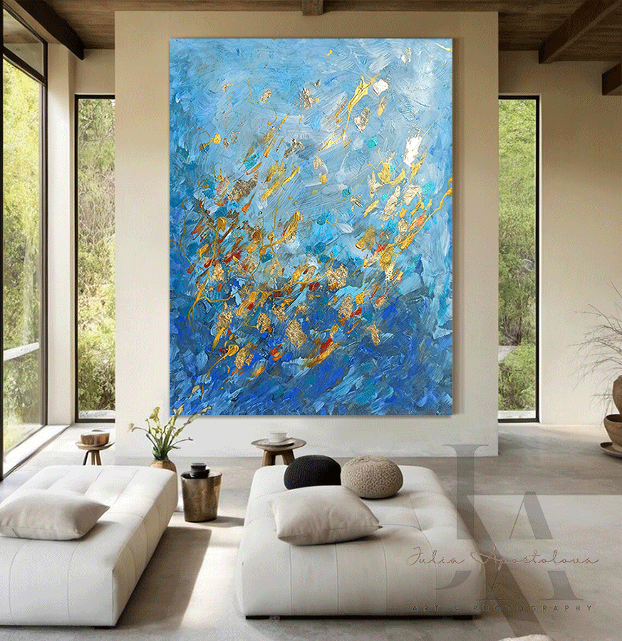 Abstract Gold Fish Print on Canvas Classic Textured Fine Art outlet Gold Leaf Art Modern Golden Art Wall Hanging Decor for Living Room Wall Decor