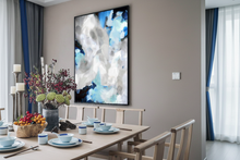 Blue Gray Abstract Painting Large Canvas Art Print for Living room Bedroom or elegant birthday gift