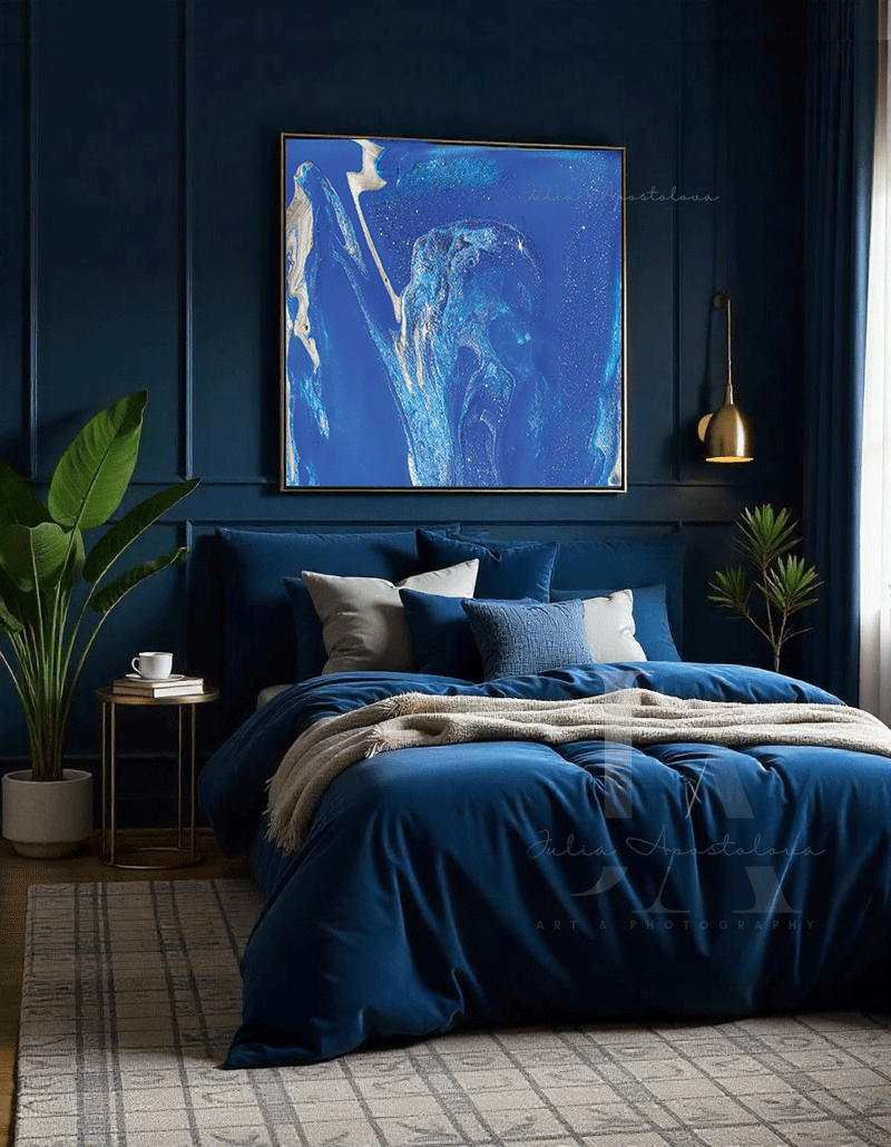 P50号】good blue(cave) 油絵 oil painting P50号】good blue(cave