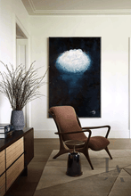 Navy Blue Original Cloud Painting Minimalist Art, Dark Sky Canvas Wall Decor, Trendy Gift For Men, Large Cloud Wall Art, Oversized Blue Painting Canvas Print Modern Trend Decor Abstract Clouds Blue Decor, Cloud Art Painting Canvas Print Large Modern Trend Decor Abstract Clouds Dark Blue Decor, Blue Wall Art in living room decor setting. Dark Art in office decor. Dark Teal Painting Abstract Large Cloud Wall Art on high qualify Canvas from Original Cloud Painting by artist Julia Apostolova, perfect Teal Wall 