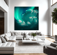  Emerald Green Teal Wall Decor, cloud art, Emerald Green Teal Wall Decor, dream art, bedroom art above bed, Aurora Borealis Abstract Cloud Art, teal art, Celestial Painting Large Canvas Artoffice art, art for him, hotel lobby decor, airbnb wall decor, large canvas print, affordable art Large Canvas Art for Modern Home Office Decor, Cloud Wall Art on high qualify Canvas from Original Cloud Painting by Julia Apostolova, visual art above couch, Trend Decor for Bedroom, gift for him, art for living room