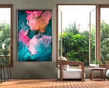 Teal Pink Wall Art Abstract Botanical Painting Maximalist Art Floral Print, Large Canvas Boho Decor Teal Art Tropical Print Colorful Painting Abstract Living Room Bedroom Wall Decor Floral Wall Art Colorful Abstract Painting Large Canvas Bold Wall Art Boho Decor, Floral Painting, Julia Apostolova, Abstract Wall Art, Large Wall Art, Modern Decor, sage green wall art, mother's day gift, exotic decor, zen wall art, zen painting, large art, trendy decor, interior, hallway, spring decor, art gift