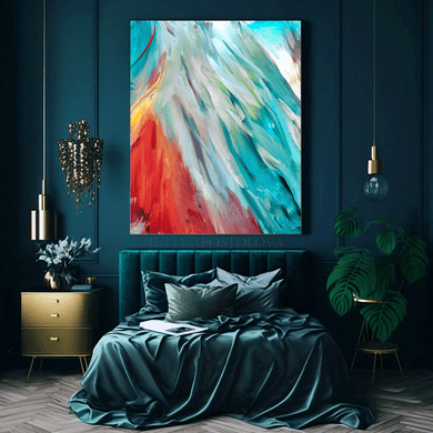 Teal Wall Art, Tropical Painting, Colorful Abstract Painting, Colorful Painting Print, Julia Apostolova, Large Canvas Modern Teal Wall Art, Trend Boho Decor, hallway, art gift for him, Maximalist Art Print, Large Canvas Boho Decor, Living Room, Bedroom Wall Decor, Colorful Art, Bedroom decor, Abstract Painting Large Canvas Bold Wall Art Boho Decor, Floral Painting, Abstract Wall Art, Large Wall Art, Modern Decor, mother's day gift, exotic decor, zen wall art, zen painting, large art, trendy decor, interior
