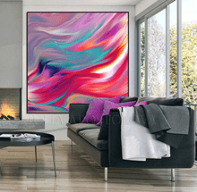 Color Dream, Colorful Painting, Pink Wall Art Canvas Print Colorful Abstract Art by Julia Apostolova, Bold Wall Art Canvas Print, Abstract Painting, Large Canvas, Rich Color Wall Art Decor, Modern Decor, Abstract Print, Bold Wall Decor, Dinner Room, Abstract Canvas, Abstract Floral Art, Colorful Wall Decor, Teal Abstract Painting, Fine Art Print, Modern Decor, Living Room, Interior Decor, Trend Art, Home Decor, Interior Designer, Large Wall Art, Fine Artist, dining room, kids room, interior