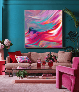 Color Dream, Colorful Painting, Pink Wall Art Canvas Print Colorful Abstract Art by Julia Apostolova, Bold Wall Art Canvas Print, Abstract Painting, Large Canvas, Rich Color Wall Art Decor, Modern Decor, Abstract Print, Bold Wall Decor, Dinner Room, Abstract Canvas, Abstract Floral Art, Colorful Wall Decor, Teal Abstract Painting, Fine Art Print, Modern Decor, Living Room, Interior Decor, Trend Art, Home Decor, Interior Designer, Large Wall Art, Fine Artist, dining room, kids room, interior