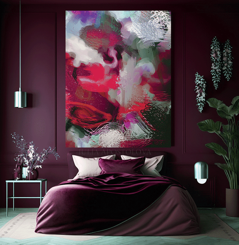 Berry Pink Art Abstract Botanical Painting Hot Pink Magenta Floral Art –  Julia Apostolova