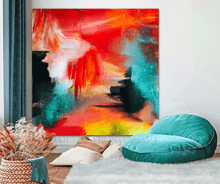 Colorful Wall Art Maximalist Bold Abstract Painting Red Black Large Wall Art Modern Canvas Art Print, Colorful Painting, Bold Wall Art Canvas Print