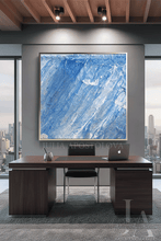 Blue White Abstract Painting - Large Minimalist Canvas Coastal Wall Art Decor - Julia Apostolova