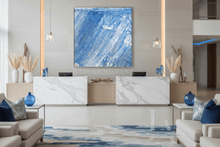 Blue White Abstract Painting - Large Minimalist Canvas Coastal Wall Art Decor - Julia Apostolova