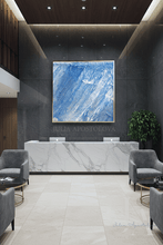 Blue White Abstract Painting - Large Minimalist Canvas Coastal Wall Art Decor - Julia Apostolova