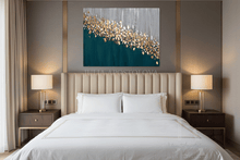 Elegant Dark Teal Gold Leaf Painting, Texture Original Wall Art, Modern Home Decor, Julia Apostolova