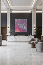 Purple Silver Abstract Wall Art, Watercolor Galaxy Painting Canvas Print with Shining Silver Accents
