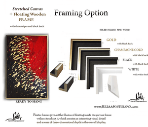 Framing options for artwork with different frame colors and finishes.