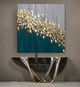 Elegant Dark Teal Gold Leaf Painting, Texture Original Wall Art, Modern Home Decor, Julia Apostolova, Gold Gray Abstract Original Painting Textured Art with Gold and Silver Leaf for Luxury Wall Decor 'Autumn Jewels' Minimalist Art, Modern DesignDecor, Interior Designer, Luxury Wall Art, Contemporary Art, Glitter Gold Painting, Luxury Art, Glam Art, Livingroom Wall Art Decor, Bedoom Art, Minimal Art, Gift for Him, Gift for Her, Office Art, Mother 's Day Gift, Glam Decor, Art for Living Room, Abstract Art