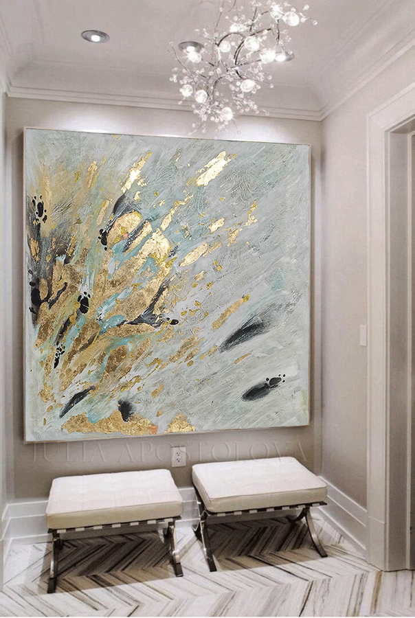 Original Painting, Extra Large Luxury Art with Gold Leaf, Julia Apostolova, anniversary gift, Abstract, Wall Art, Large Canvas Art, Modern, Home Office Decor, Gold Wall Art Canvas, Original, artist, Passing Through The Light, Trend Decor, Bedroom, Living room, Office Art, Hotel Decor Restaurant, gift for him, gift for her, art for living room, bedroom art, above bed, office art, luxury art, art for him, hotel lobby decor, airbnb, Christmas gift, wall decor, canvas art, tranquil, affordable art