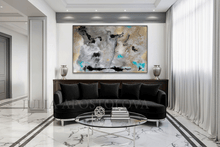 Gray Teal Black Gold Leaf Abstract Painting Luxury Wall Art Decor - Beyond the Invisible