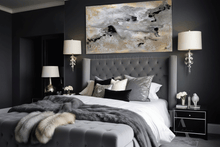 Milky Way - Gold Leaf Canvas Wall Art, Gray Black Modern Abstract Painting Print, Julia Apostolova