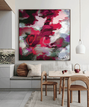 Berry Pink Abstract Botanical Art, Floral Canvas Painting Print, Large Wall Art Decor, Gift for Her