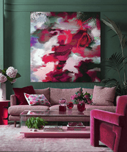 Berry Pink Abstract Botanical Art, Floral Canvas Painting Print, Large Wall Art Decor, Gift for Her
