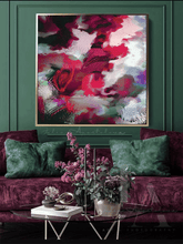 Berry Pink Abstract Botanical Art, Floral Canvas Painting Print, Large Wall Art Decor, Gift for Her