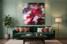 Berry Pink Abstract Botanical Art, Floral Canvas Painting Print, Large Wall Art Decor, Gift for Her