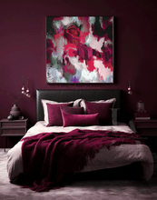 Berry Pink Abstract Botanical Art, Floral Canvas Painting Print, Large Wall Art Decor, Gift for Her