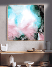 Abstract Painting Blush Pink Turquoise Teal Large Canvas Wall Art for Modern or Boho Wall Decor Ink Painting Extra Large Wall Art Boho Wall Art 'Mystical Poetry' by artist Julia Apostolova, Minimalist READY TO HANG Alcohol Ink Art, Tender color, romantic Painting, zen wall art, Contemporary Art, Abstract Art, Modern Art Decor, Original Painting, elegant art, floral wall art, abstract floral painting, abstract print, elegant decor, elegant wall art, living room decor, gift for her, nursery art, birthday gift