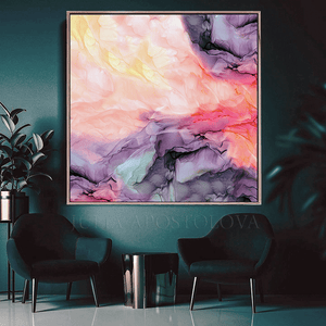 Abstract Ink Painting Extra Large Canvas Wall Art Pink Purple Boho Wall Art 'Spring Sonata' by artist Julia Apostolova, Minimalist READY TO HANG Alcohol Ink Art, Tender color, romantic Painting, zen wall art, Contemporary Art, Abstract Art, Modern Art Decor, Original Painting, elegant art, floral wall art, abstract floral painting, abstract print, marble wall art, large marble art, abstract marble, marble painting, elegant decor, elegant wall art, living room decor, gift for her, nursery art, birthday gift