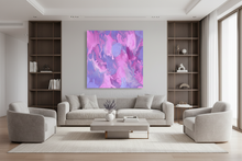 Lilac Pink Wall Art, Large Abstract Canvas Print, Romantic Painting ''Lilac Moon'' Art Gift for her