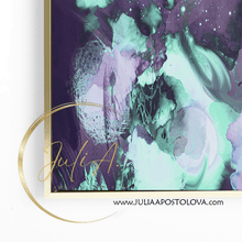 Abstract art piece with a gold frame and 'Julia Apostolova' branding.