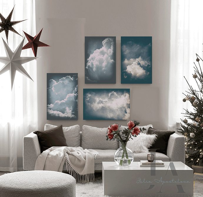 Moody Cloud Art Print, Oversized Canvas, Vintage Inspired Wall Decor, Large Blue Abstract Painting, Midnight Clouds Set of four Cloud Paintings Large Abstract Canvas Art for Celestial Aesthetic Decor, Canvas Prints, Minimalist Abstract Wall Art, Nordic Trendy Cloud Art Decor, cloud overlay, cloud art painting, cloud art design, cloud art canvas, cloud abstract print, cloud abstract canvas, julia apostolova, cloud abstract art, watercolor, wall decor, vintage, four abstract office art, trendy wall art