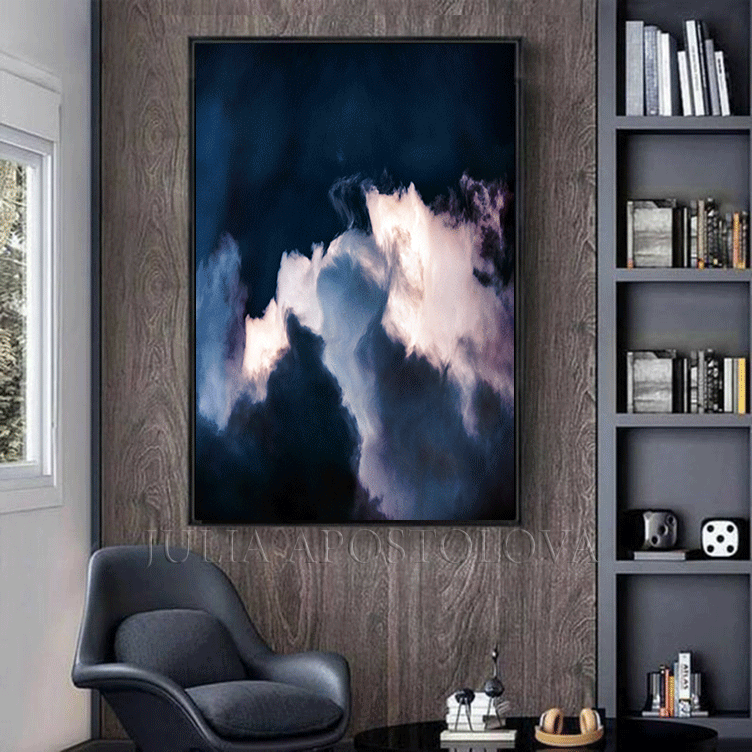 Modern retailer Abstract Canvas Artwork, Contemporary Home Decor, Canvas print, Indigo blue painting